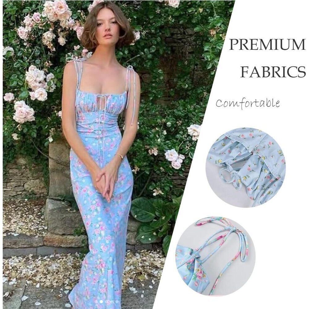 Women's Maxi Dress Casual Sleeveless Backless High Split Polyester - Picture 4 of 6